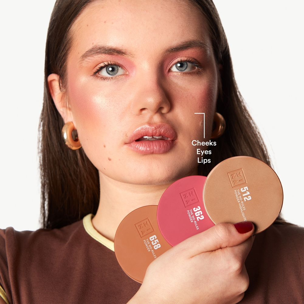 3INA The No-Rules Powder - Многофункциональный косметический продукт для макияжа глаз, губ и лица оттенок 658 - Warm honey beige, matte bronzer, 8 g