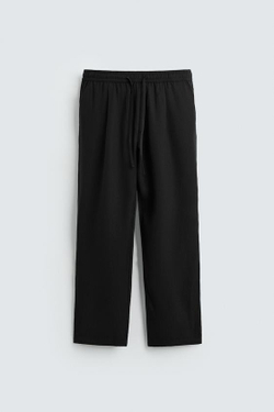 ZARA СТРУЯЩИЕСЯ БРЮКИ СВОБОДНОГО КРОЯ, ЧЕРНЫЙ