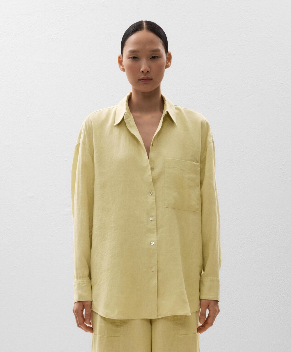 Oysho Рубашка свободного кроя из 100% льна, лимонный