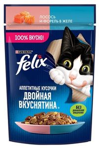КОРМ FELIX Феликс ЛОСОСЬ И ФОРЕЛЬ В ЖЕЛЕ 75ГР