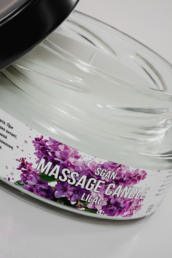 Натуральное твердое массажное масло SGAN с кокосовым воском и эфирными маслами "Сирени" для нежного ухода и расслабляющего массажа, для романтических вечеров с эффектом увлажнения для тела, 50 мл.