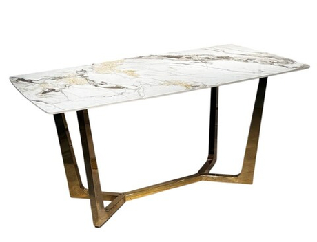 Стол обеденный Ist Casa Ланс, 180х90х75 см, белая керамика, золотой