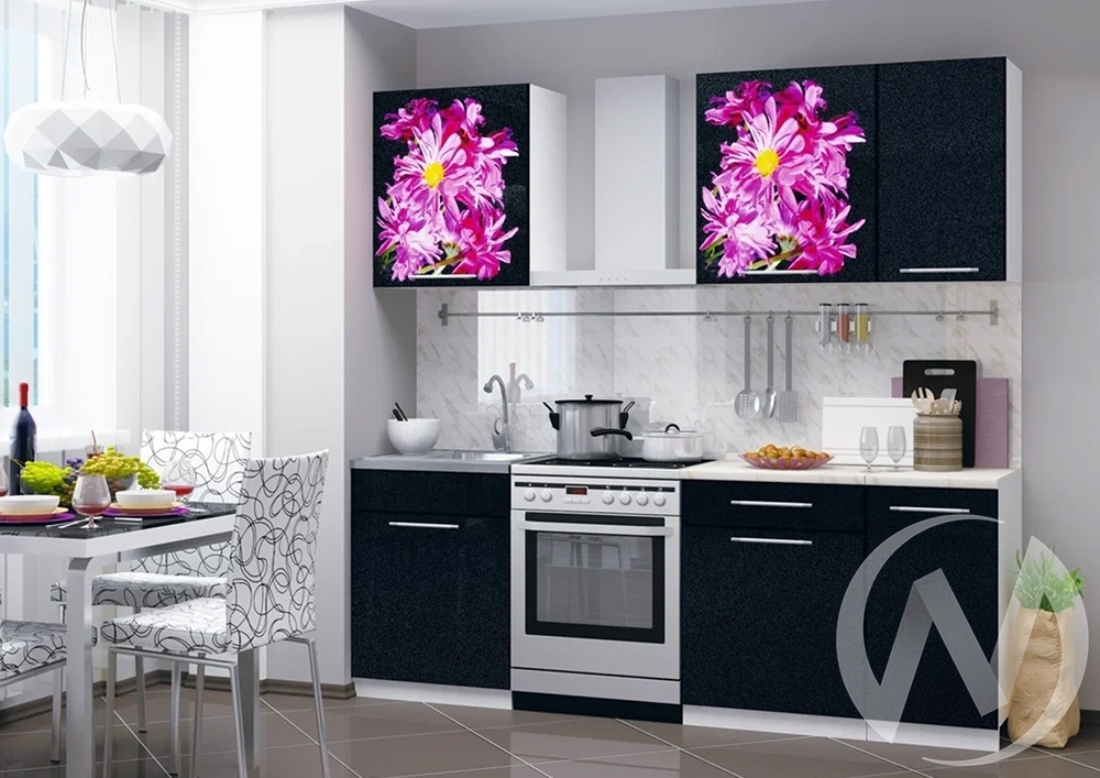Кухня фотопечать Астра 1;4м (белый/черный глянец/антарес)