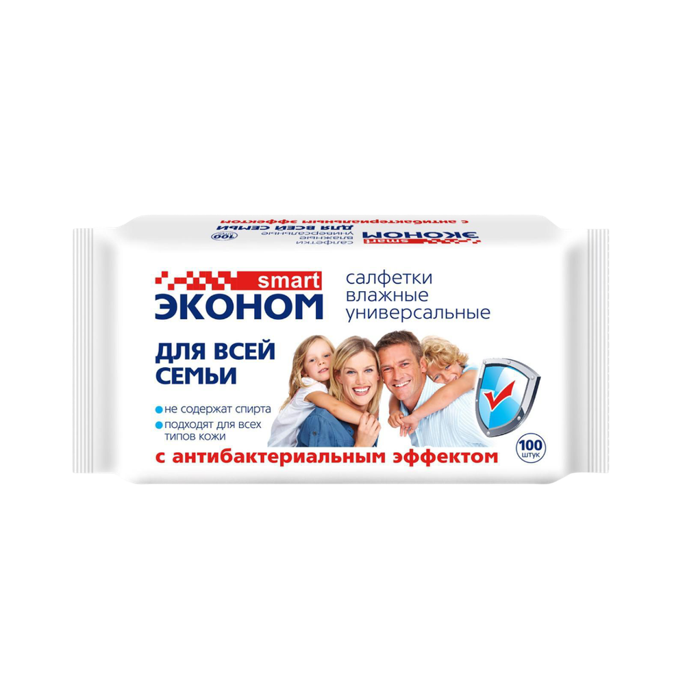 Влажные салфетки антибактериальные Smart, 100 шт