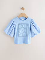 Блуза с вышивкой для девочки Next E64-973, Голубой