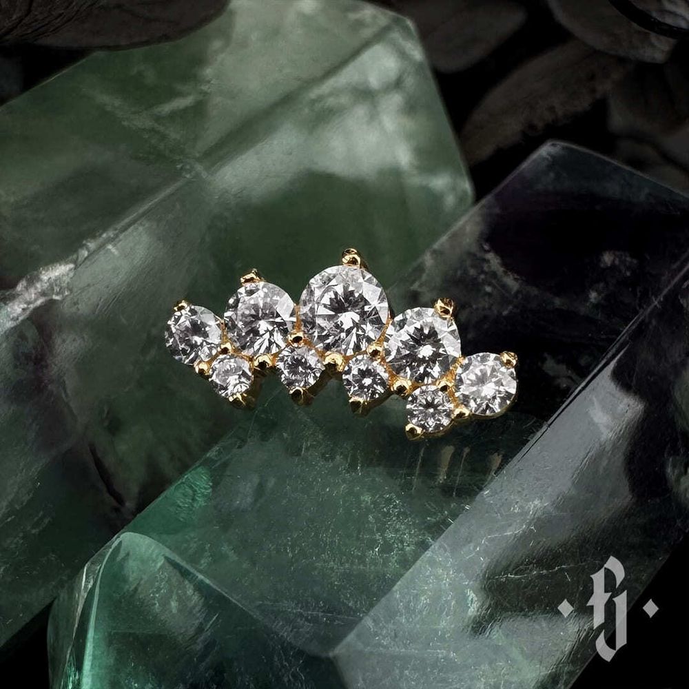 Кластер "Willa" - Желтое золото - White CZ