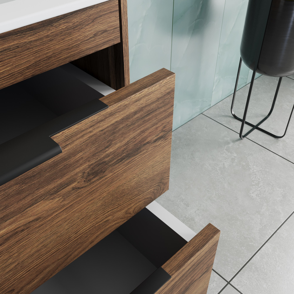 Тумба под раковину Vincea Chiara 2D 600 подвесная, 2 выкатных ящика soft-close, C.Oak