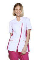 Блуза медицинская женская Доктор стиль ЛУ 1228 Венеция , белый/фуксия, 48