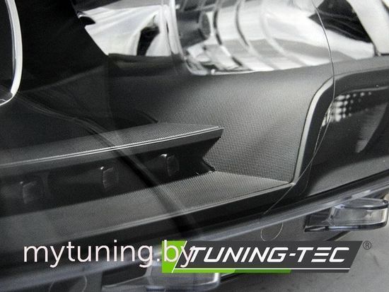 Передние фары для Volkswagen T5 (10-15) черные в стиле ксеноновых фар