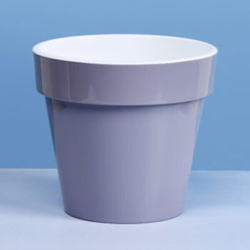 Кашпо для цветов пластиковое 6л d-23см «Порто» со вставкой серый шёлк