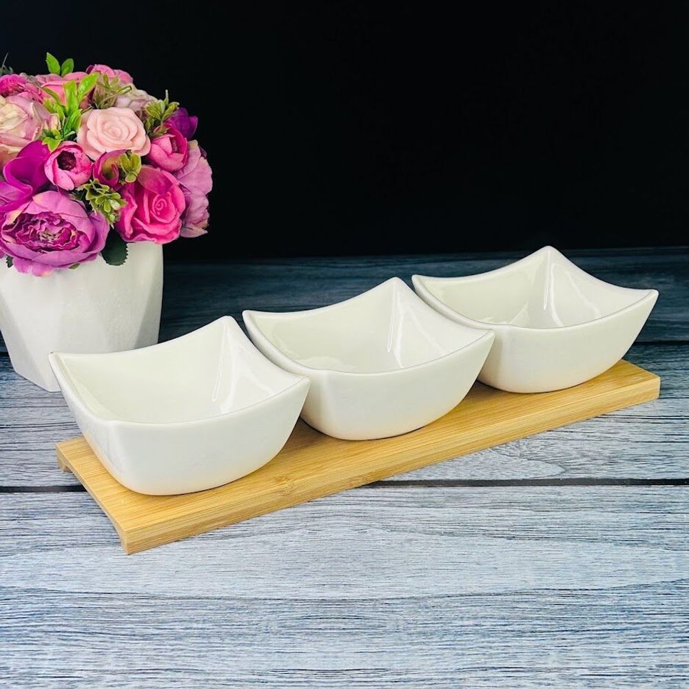 Lenardi 118-041 Набор из 3 салатников на подставке BIANCO в под.уп.(х12)Фарфор