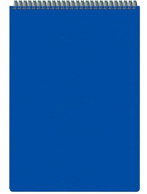 Блокнот А4, 60 листов, на гребне, пластиковая синяя обложка