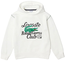 Кофта для мальчика теннисная Lacoste Sport Roland Garros Edition Embroidered Sweatshirt - white