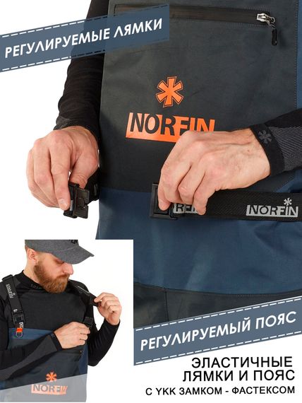 Полукомбинезон забродный Norfin PILOT BOOTFOOT р.42-M с сапогами резина