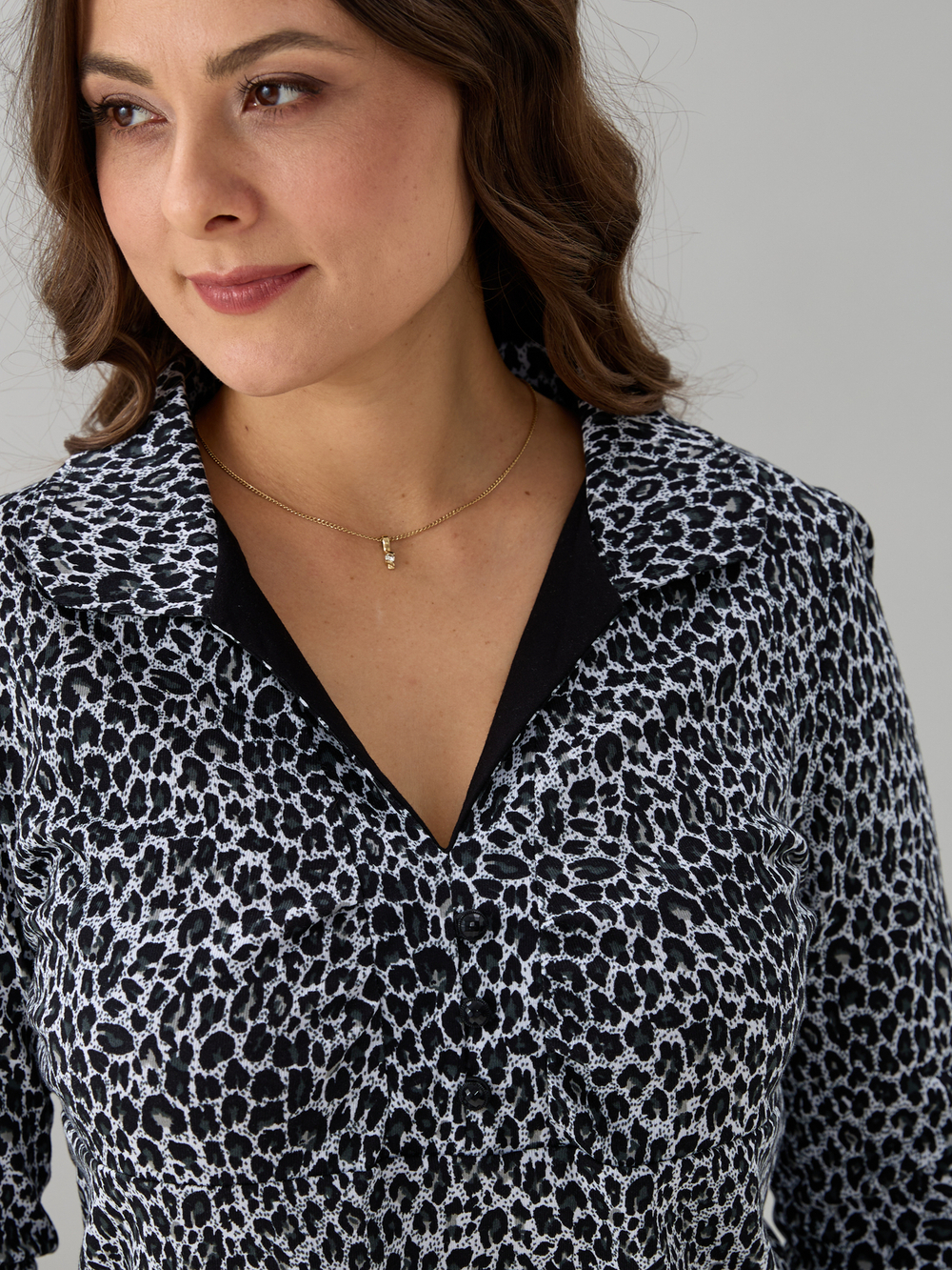 Блузка БЛ-015/серый-леопард