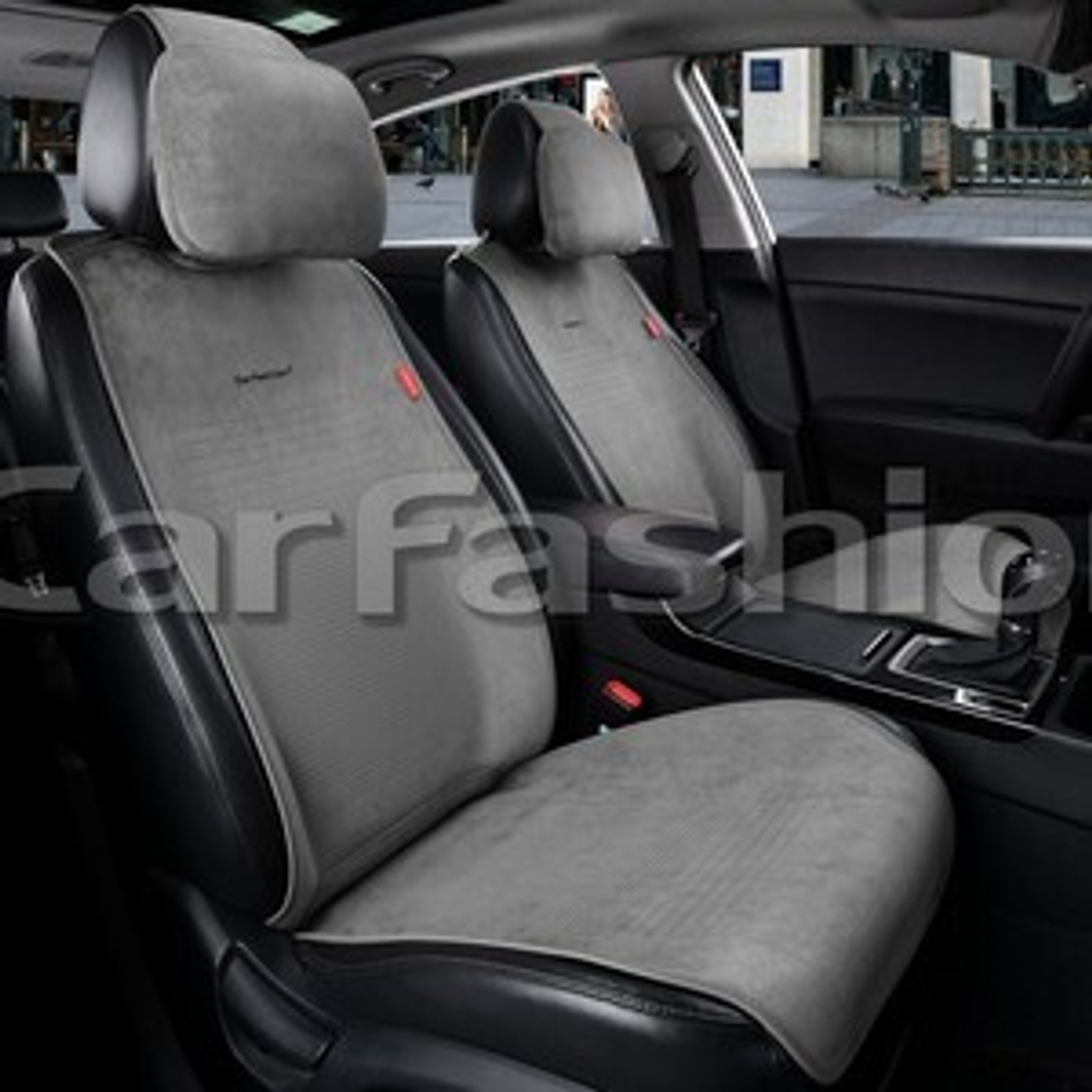 Накидки сидений Перед CarFashion (2шт) -Фронт 2D «PRESTIGE FRONT» 26240 -Эко+замша серый/серый