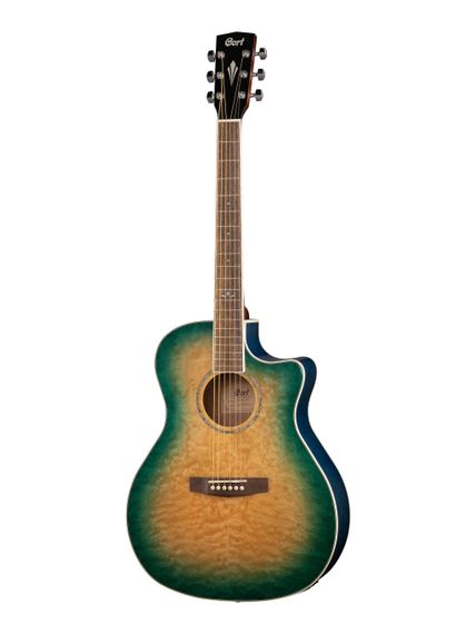 Cort GA-QF-CBB Grand Regal Series - электро-акустическая гитара, с вырезом, прозрачный синий