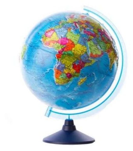 Глобус д-р 320 Политический, рельефный, классик, евро, карт.короб
