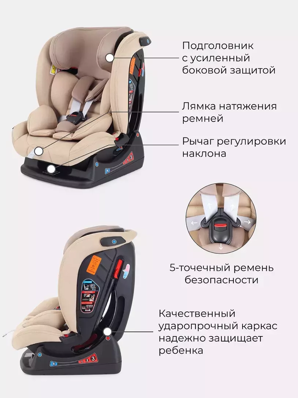 Автокресло RANT AY913 "MATRIX" Active Line (Beige) группа 0+-1-2-3  (0-36 кг)