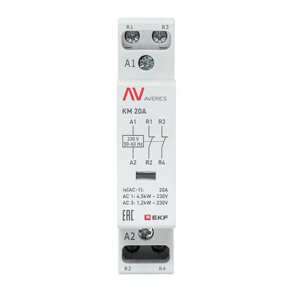 Контактор модульный КМ 20А 2NC 230В АС (1 мод.) AVERES EKF