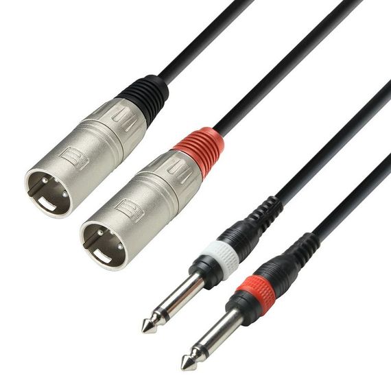 Adam Hall K3 TMP 0300 - кабель аудио 2 x XLR (M) - 2 x TRS (jack) 6.3 mm mono (M), 0.22 мм2, 3 м, че