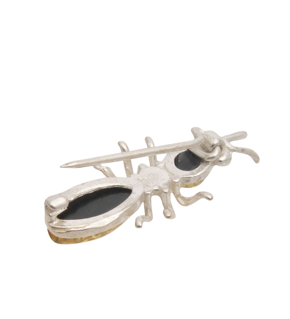 AM-3342 Брошь «Жук» (олово, янтарь)