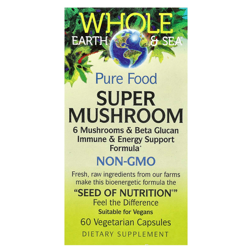 Natural Factors, Whole Earth & Sea®, супергриб, 60 вегетарианских капсул