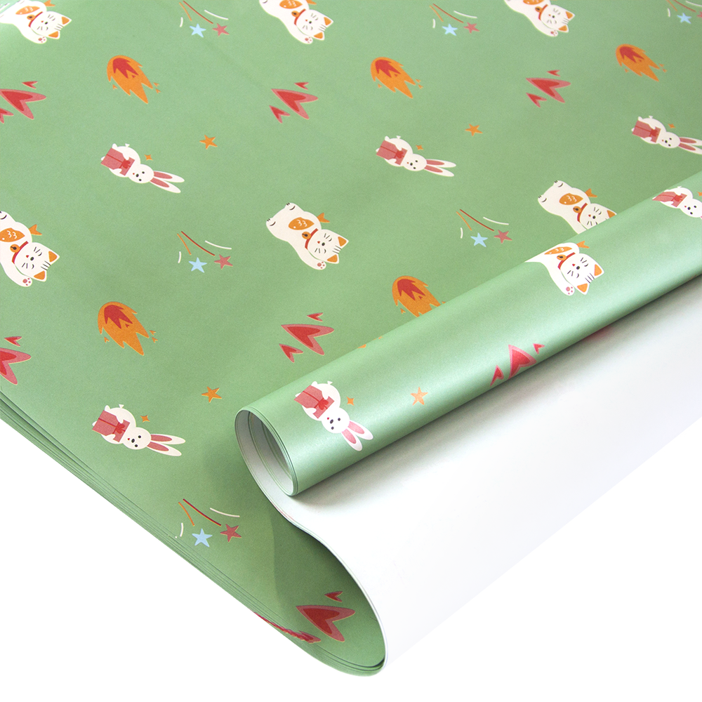 Упаковочная бумага (0,7*1 м) Зайка и Котик, 10 шт.