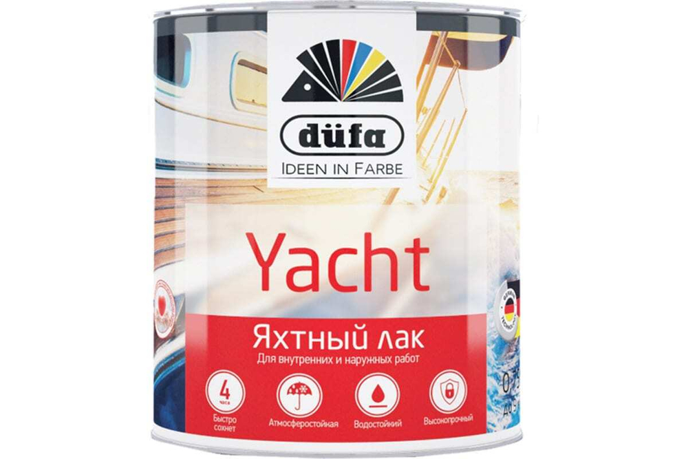 Лак яхтный алкидно-полиуретановый Dufa Retail Yacht полуматовый 750 мл