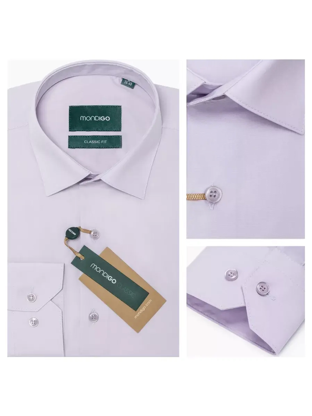 Рубашка классическая CLASSIC FIT с длинным рукавом, перламутровая