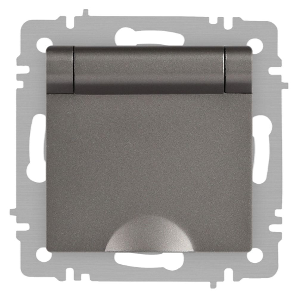 Розетка Intro Accent 6-203-09 2P+E Schuko с крышкой, 16А-250В, IP20, СУ, AL/CU, титан | Intro