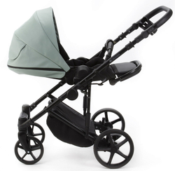 Детская коляска Adamex Zico Deluxe New 2 в 1 ZN-SA20 (СЕРО-ЗЕЛЕНАЯ КОЖА)