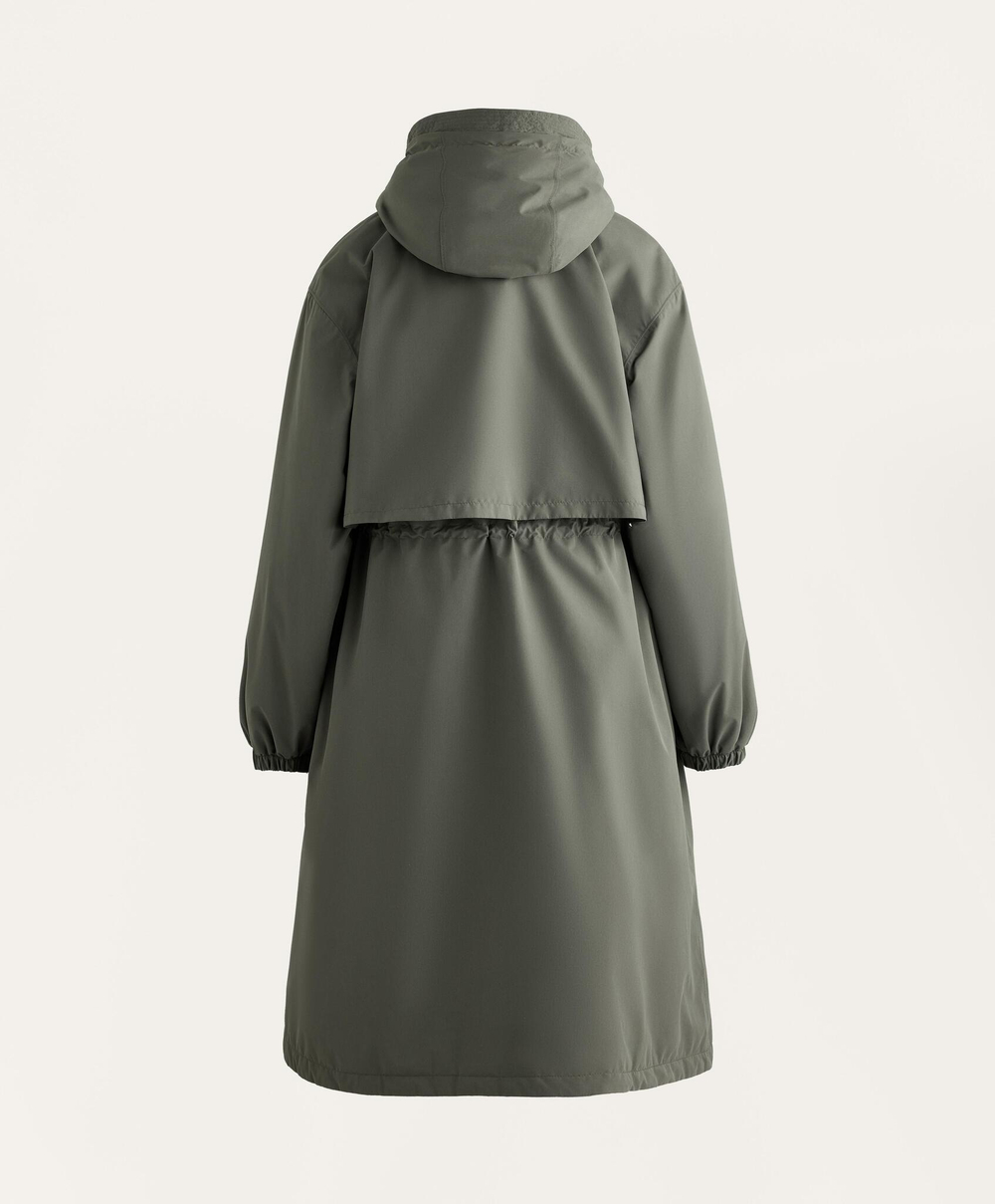 Oysho Водонепроницаемый длинный плащ с подкладкой FELLEX® AEROGEL 10K, темный хаки
