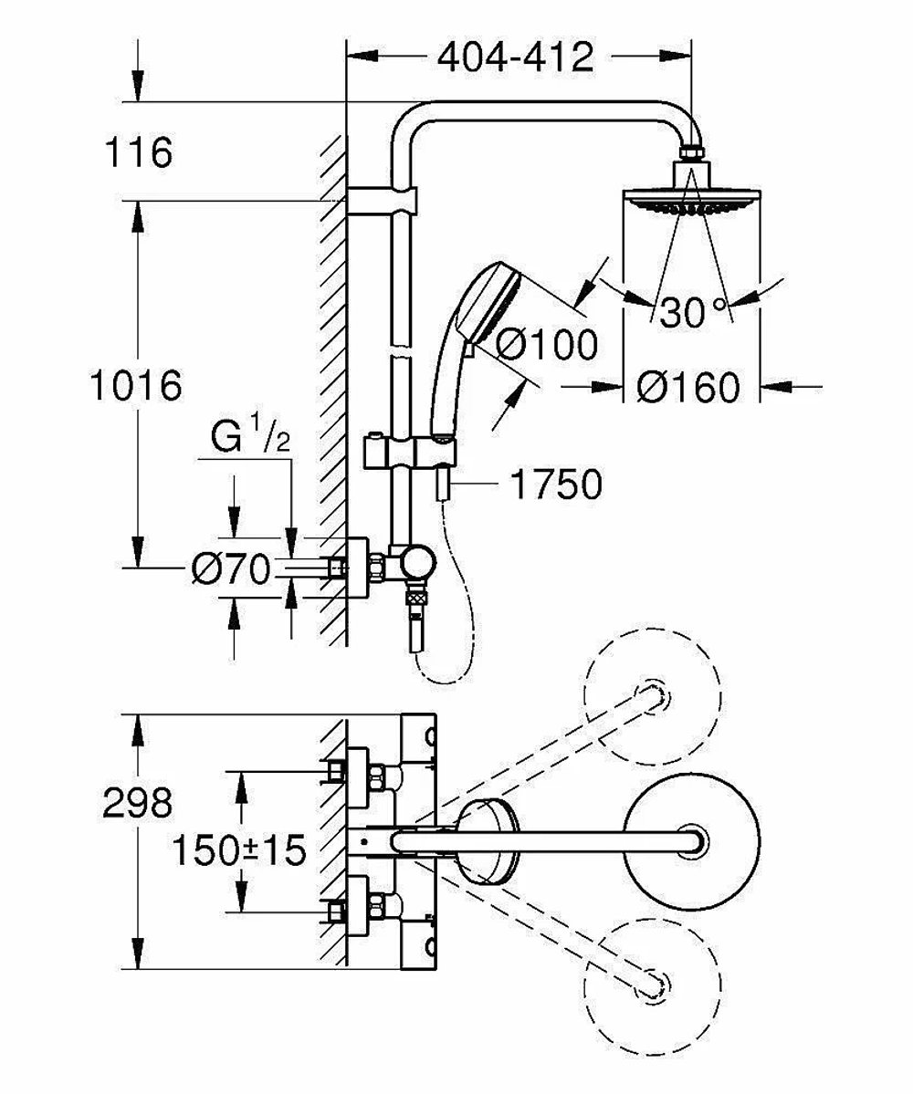 Душевая система GROHE New Tempesta Cosmopolitan 27922 000