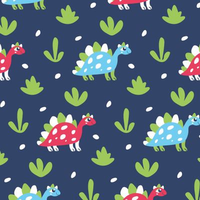 Buy baby fabric Animals dinosaurs dark blue