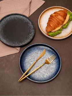 Набор посуды 2 тарелки плоские охра с бортиком 20 см