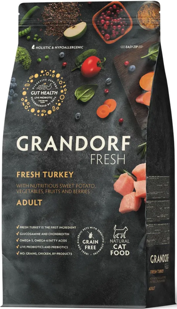 GRANDORF Fresh CAT 2кг. Свежее мясо Индейки с Бататом для кошек