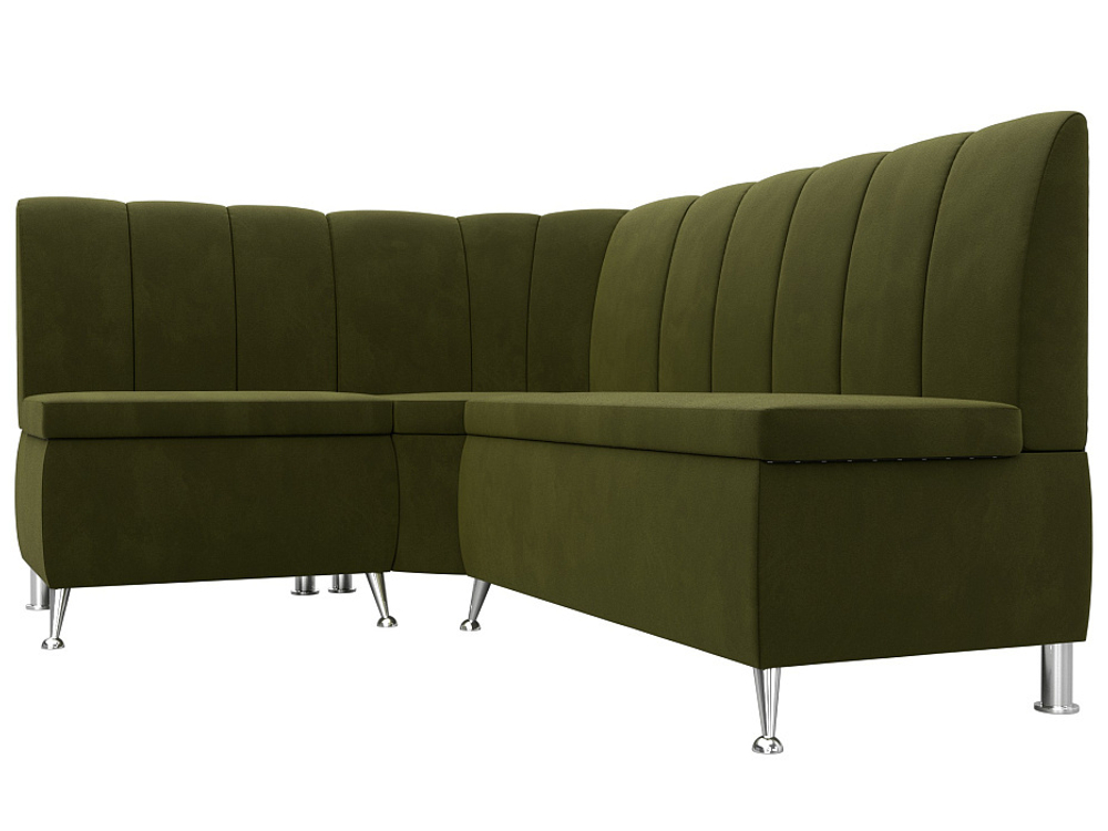 Диван кухонный угловой Кантри левый угол, Зеленый, Микровельвет, 29447L