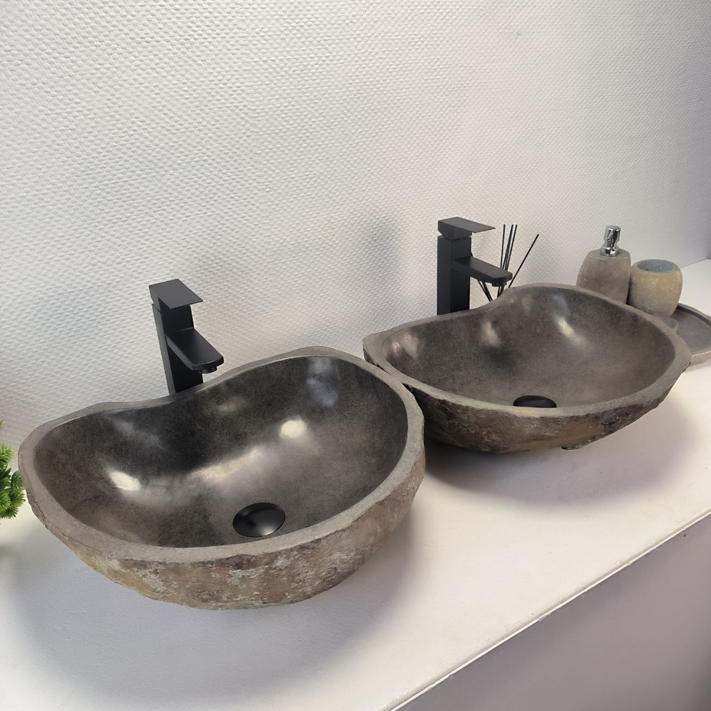 Раковина из речного камня ПАРА! RS-63696 47*41*15 2шт 0126