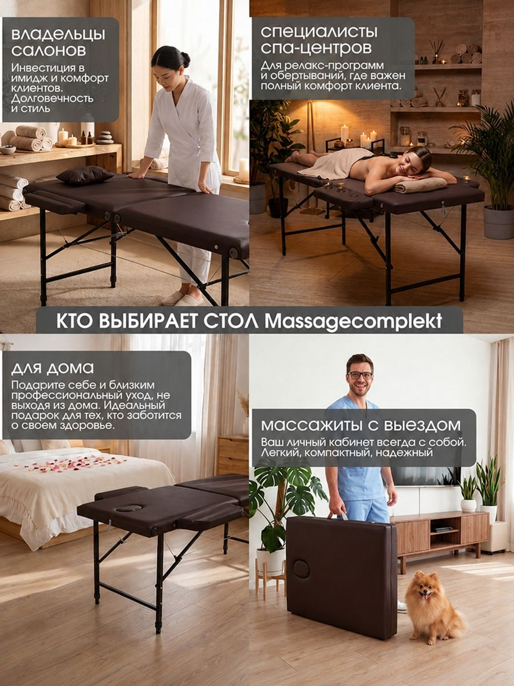 Массажная кушетка, стол складной с регулировкой высоты Massagecomplekt, 180*60, c подлокотниками