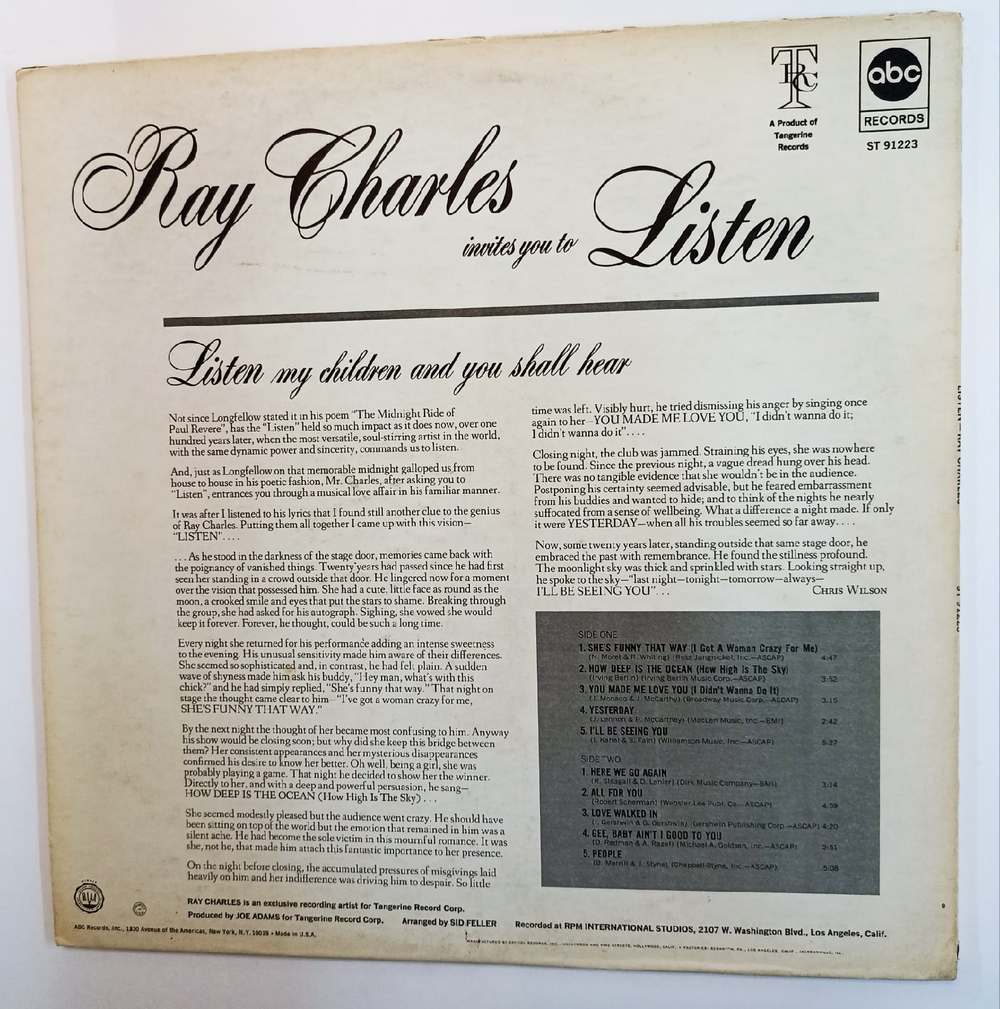 Ray Charles Invites You To Listen (USA)