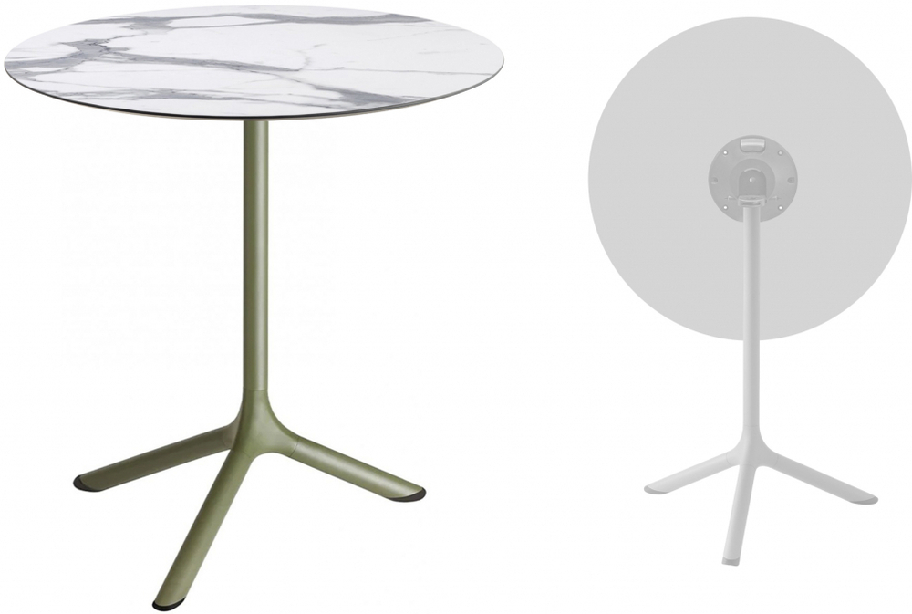 Стол ламинированный обеденный складной Scab Design Tripe Folding, оливковый, белый мрамор Каррара