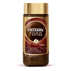 Кофе растворимый Nescafe Gold, 190 г стеклянная банка (Нескафе)