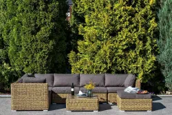 "Лунго" трансформирующаяся лаунж-зона из искусственного ротанга (гиацинт), цвет соломенный