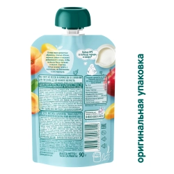 Фрутоняня пауч пюре из яблок, абрикос со сливками 90г с 6 месяцев