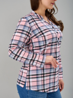Блузка БЛ-22/клеткарозовый-индиго