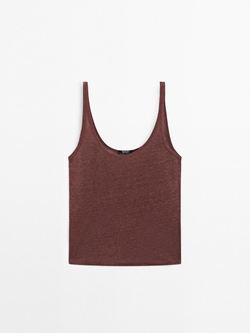 Massimo Dutti Трикотажный топ из 100% льна, бургундский