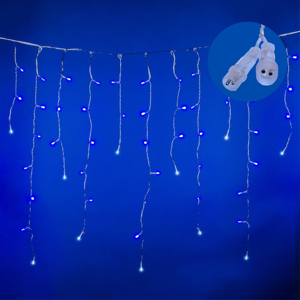 ULD-B3007-200/TTK BLUE-WHITE IP44 Бахрома светодиодная с эффектом мерцания, 3м. Соединяемая. 200 светодиодов. Синий и белый свет. Провод прозрачный. Т
