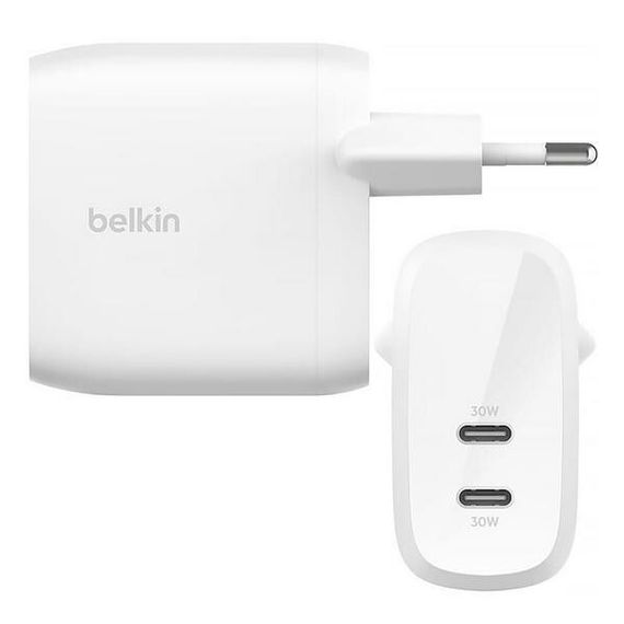 Сетевое зарядное устройство Belkin BoostCharge Pro Dual Usb-C with PPS 60W White (WCB010vfWH)