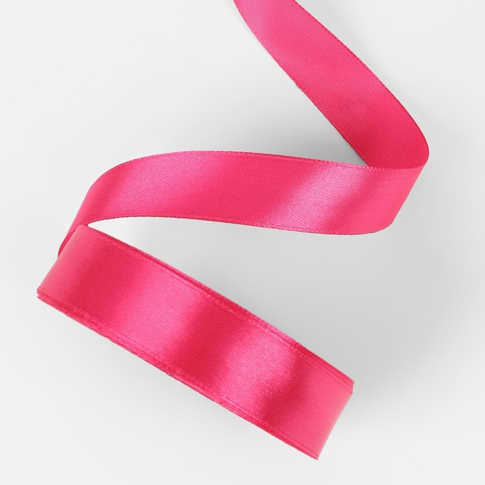 Лента атласная 2 см Ярко-розовая №28, 22 м